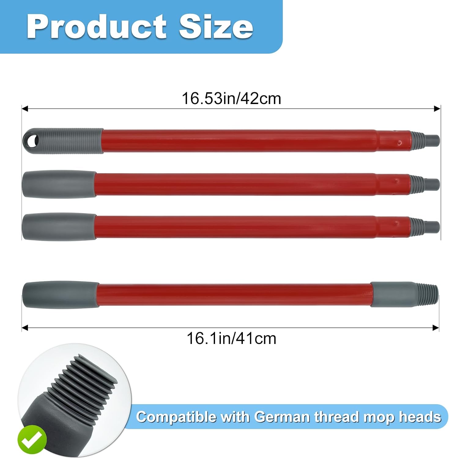 Mop Handle for Ocedar, Mop Handle for O Cedar, Spin Mop Replacement Handle for O Cedar, 4 Section 30 to 58 Mop Handles for Ocedar Spin Mop & H2pro Flat Mop, Mop Stick Mop Pole Handle for Ocedar Mop